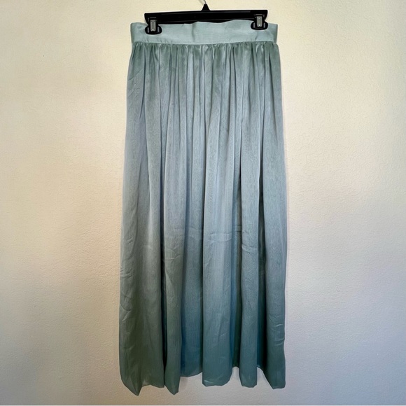 Han Feng New York Vintage 90s Light Green Flowy Maxi Skirt - Picture 7 of 7